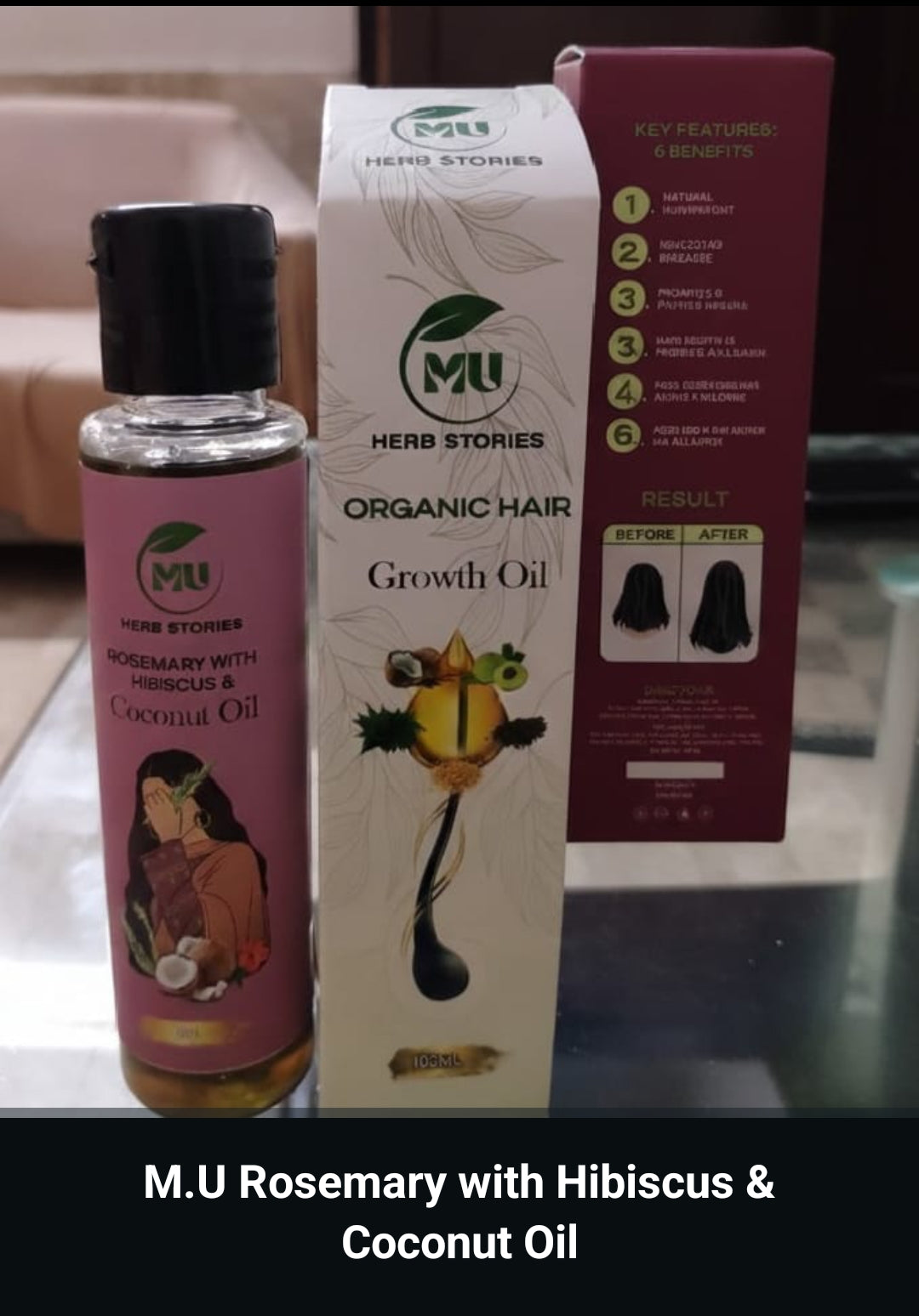 M.U Herbiotics Rosemary Hair Growth Oil with Hibiscus & Coconut Oil – 100ml